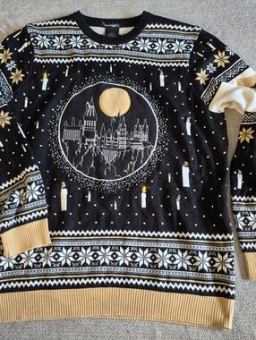Harry Potter Hogwart Night Ugly Christmas Sweater Light Up Embroidered